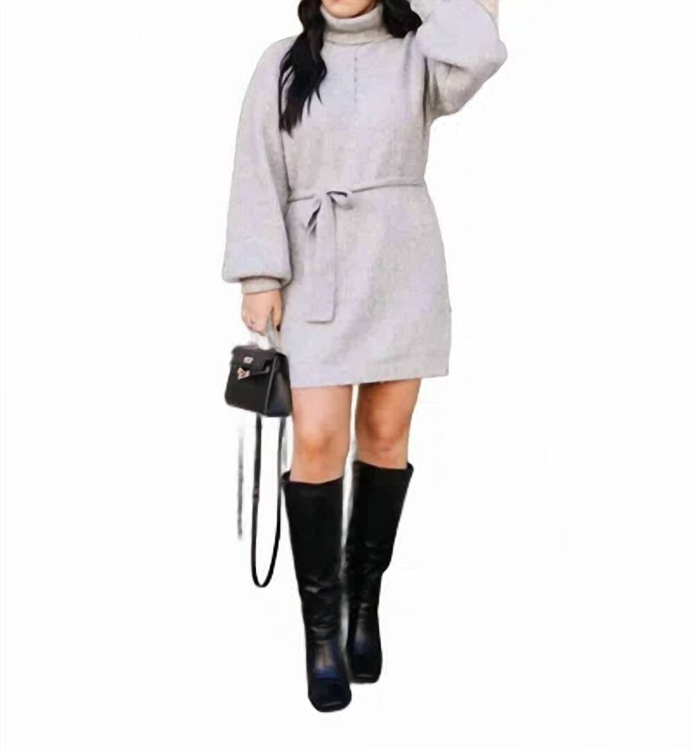 NEW CRESCENT audrina turtleneck sweater dress in grey